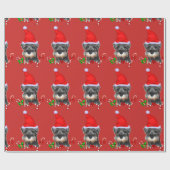 ミニチュアシュナウザーインサンタハットラッピング紙 ラッピングペーパー (フラット)