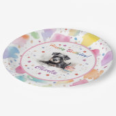 ミニチュアシュナウザーウォーターカラー紙プレート ペーパープレート (アングル)