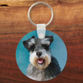 ミニチュアシュナウザーウォーターカラー絵画アート キーホルダー (正面)