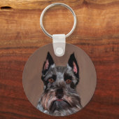 ミニチュアシュナウザーウォーターカラー絵画アート キーホルダー (正面)