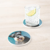 ミニチュアシュナウザーウォーターカラー絵画アート コースター (側面)