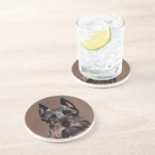 ミニチュアシュナウザーウォーターカラー絵画アート コースター (側面)