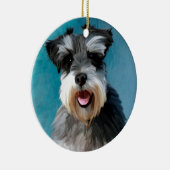ミニチュアシュナウザーウォーターカラー絵画アート セラミックオーナメント (右)