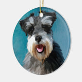 ミニチュアシュナウザーウォーターカラー絵画アート セラミックオーナメント (左)