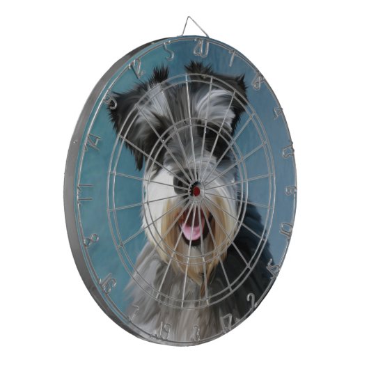 ミニチュアシュナウザーウォーターカラー絵画アート ダーツボード (正面左)