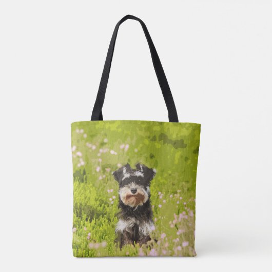 ミニチュアシュナウザーウォーターカラー絵画アート トートバッグ (裏面)