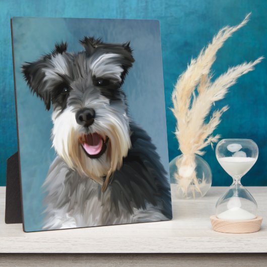 ミニチュアシュナウザーウォーターカラー絵画アート フォトプラーク (側面)