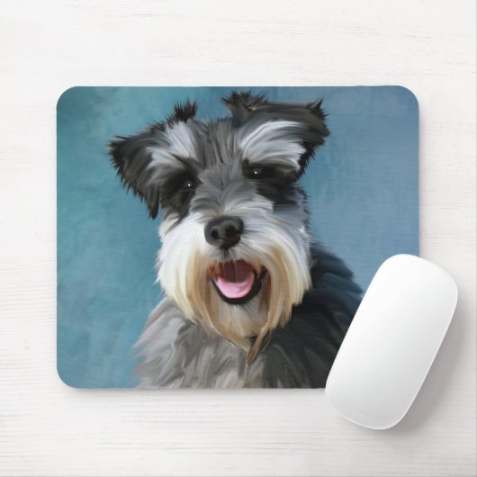 ミニチュアシュナウザーウォーターカラー絵画アート マウスパッド (マウス)