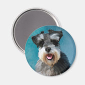 ミニチュアシュナウザーウォーターカラー絵画アート マグネット (正面/裏面)