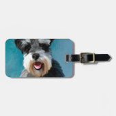 ミニチュアシュナウザーウォーターカラー絵画アート ラゲッジタグ (正面横)