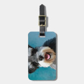 ミニチュアシュナウザーウォーターカラー絵画アート ラゲッジタグ (正面縦)