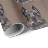 ミニチュアシュナウザーウォーターカラー絵画アート ラッピングペーパー (ロールコーナー)