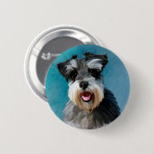 ミニチュアシュナウザーウォーターカラー絵画アート 缶バッジ (正面&裏面)