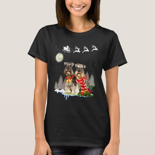 ミニチュアシュナウザークリスマス Tシャツ (正面)