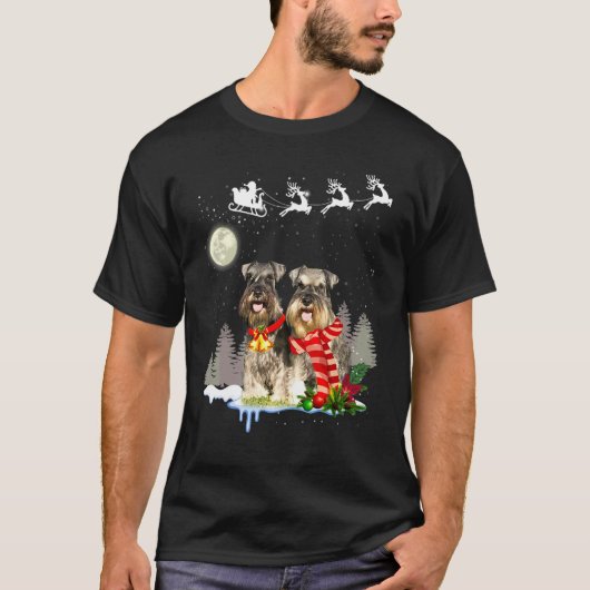 ミニチュアシュナウザークリスマス Tシャツ (正面)