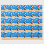 ミニチュアシュナウザードッグオンビーチクリスマスホリデー ラッピングペーパー (フラット)