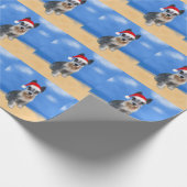 ミニチュアシュナウザードッグオンビーチクリスマスホリデー ラッピングペーパー (角)