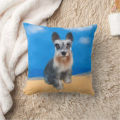 ミニチュアシュナウザードッグオンビーチ クッション (ブランケット)