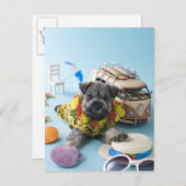 ミニチュアシュナウザーパピー&サマーバケーション ポストカード (正面/裏面)