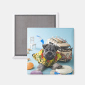 ミニチュアシュナウザーパピー&サマーバケーション マグネット (正面/裏面)