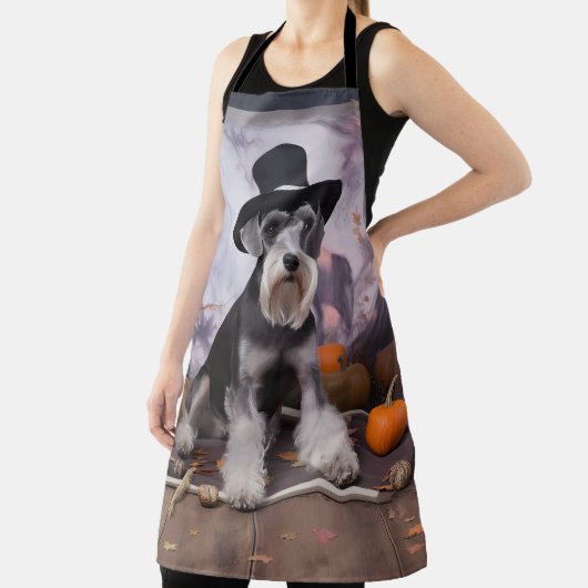 ミニチュアシュナウザーパンプキンズハロウィーン怖 エプロン (インサイチュ)