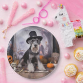 ミニチュアシュナウザーパンプキンズハロウィーン怖 ペーパープレート (パーティー)