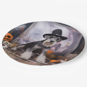 ミニチュアシュナウザーパンプキンズハロウィーン怖 ペーパープレート (アングル)