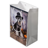 ミニチュアシュナウザーパンプキンズハロウィーン怖 ミディアムペーパーバッグ (裏面アングル)