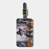 ミニチュアシュナウザーパンプキンズハロウィーン怖 ラゲッジタグ (正面縦)