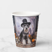 ミニチュアシュナウザーパンプキンズハロウィーン怖 紙コップ (正面)