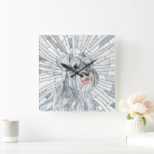 ミニチュアシュナウザーモザイクアート スクエア壁時計 (ホーム)