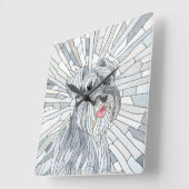 ミニチュアシュナウザーモザイクアート スクエア壁時計 (傾斜)