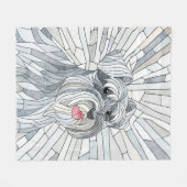 ミニチュアシュナウザーモザイクアート フリースブランケット (正面(横))