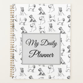 ミニチュアシュナウザーラインアートパターン001白 プランナー手帳
