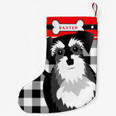 ミニチュアシュナウザー古ファッションドい格子小さいチャリ スモールクリスマスストッキング (裏面)
