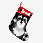 ミニチュアシュナウザー古ファッションドい格子小さいチャリ スモールクリスマスストッキング (正面 (吊り時))