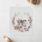 ミニチュアシュナウザー春の花モノグラム ノートカード (正面/裏面インサイチュ)