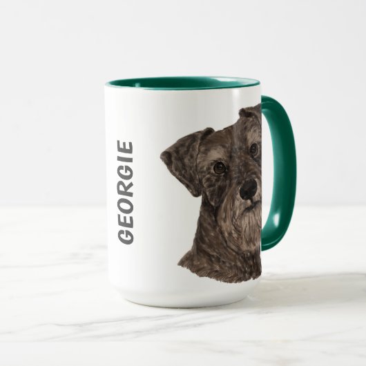 ミニチュアシュナウザー水パーソナライズされた色 マグカップ (正面右)