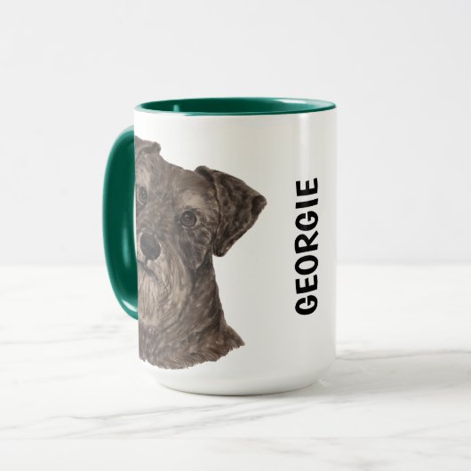 ミニチュアシュナウザー水パーソナライズされた色 マグカップ (正面左)
