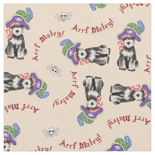 ミニチュアシュナウザー海賊 ファブリック (クローズアップ)