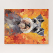 ミニチュアシュナウザー秋の感謝祭 ジグソーパズル (横)