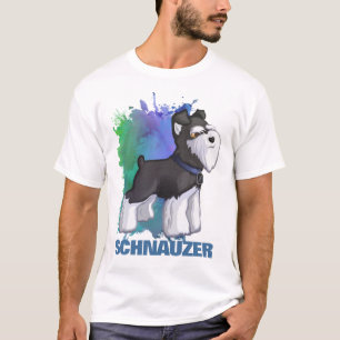 ミニチュアシュナウザー黒と銀の子犬 Tシャツ
