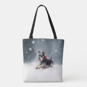 ミニチュアシュナウザー クリスマス 雪 冬 トートバッグ (裏面)