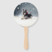ミニチュアシュナウザー クリスマス 雪 冬 ハンドファン (裏面)
