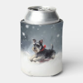 ミニチュアシュナウザー クリスマス 雪 冬 缶クーラー (缶正面)