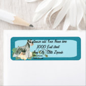 ミニチュアシュナウザー – ターコイズフローラデザイン ラベル (インサイチュ)