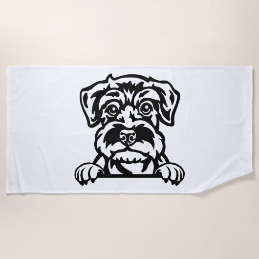 ミニチュアシュナウザー ビーチタオル (正面)