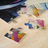 ミニチュアシュナウザー – 黒 | 銀アクリルプリント ジグソーパズル (側面)