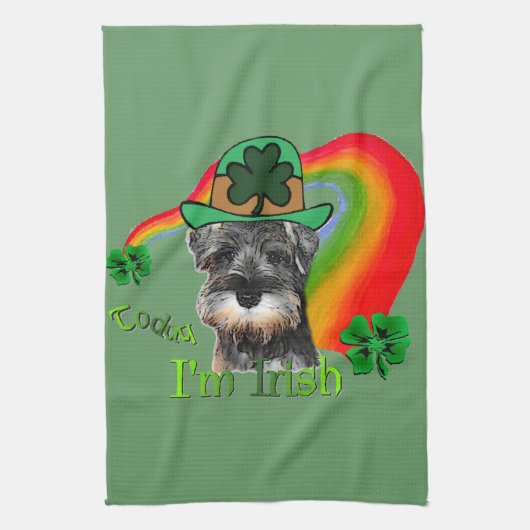 ミニチュアシュナウザーSt patricks キッチンタオル (縦)