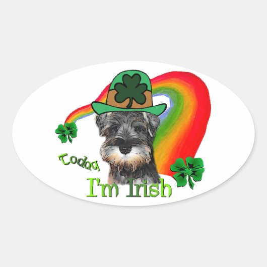 ミニチュアシュナウザーSt patricks 楕円形シール (正面)